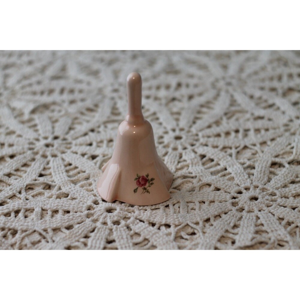 vintage ceramic/porcelain handbell pale pink glaze rose
